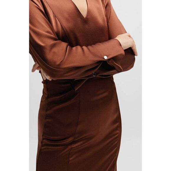 BOSS Gathered Detail Regular Fit Dress - Picture 2 of 11